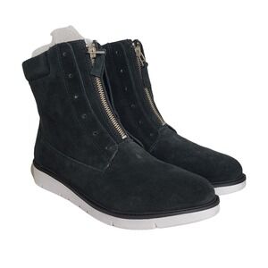 Ramarim Women's Black Suede Zip Up Ankle Boots White Sole Size 40 EUR 9 US